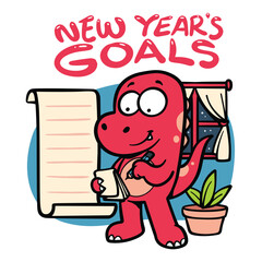 The Red Dinosaur Setting His New Year Resolution