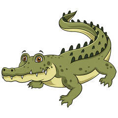 Obraz premium Cute crocodile cartoon on white background