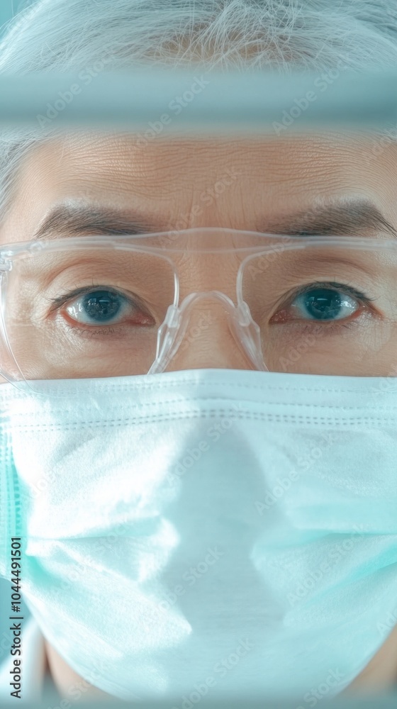 Poster focused senior scientist analyzing forensic evidence in muted tones and natural light