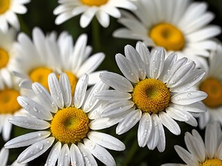 Obraz premium The beauty of yellow and white daisy flowers photographed from close range using a camera in a flower garden