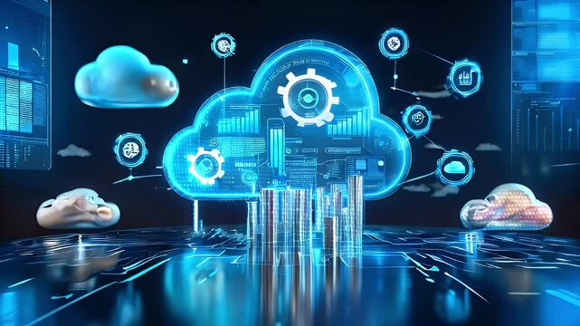 Cloud computing concept with futuristic design.