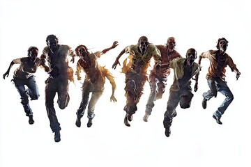 Group Running Zombies Isolated Against