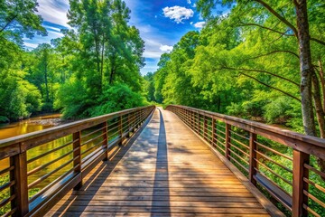 Fototapeta premium Scenic view of a bridge over Torrence Creek in Huntersville, North Carolina