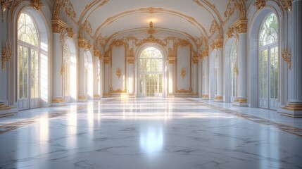 Obraz premium Luxurious Empty Room Fit for a Queen or Princess with Chic Design Elements and Grand Aesthetics to Inspire Interior Decoration Projects