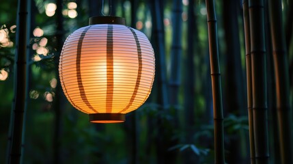 Obraz premium Graceful Traditional Japanese Paper Lantern at Dusk
