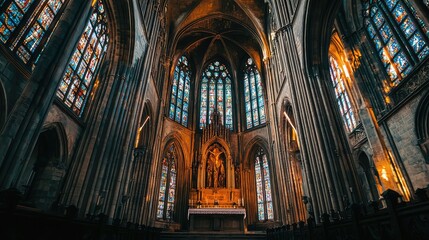Majestic Stone Pulpit in Traditional Cathedral Interior
