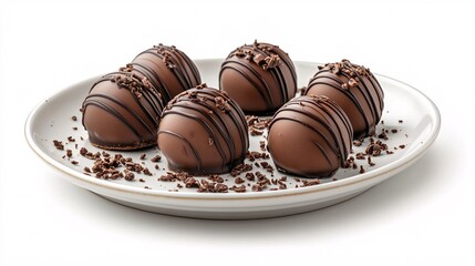 Chocolate on plate isolated on white background