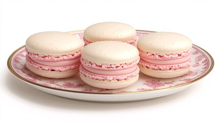 Fototapeta premium Macaron on plate isolated on white background