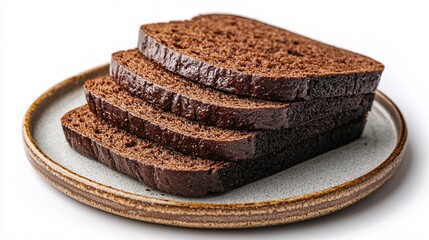 Whole Wheat Bread on plate isolated on white background
