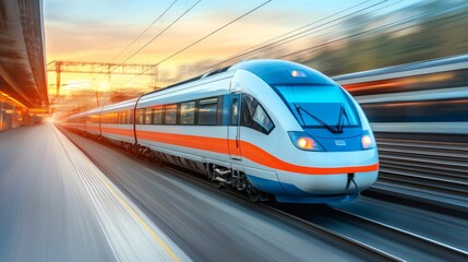 Naklejka premium High Speed Train Blurred Motion Modern Transportation Concept