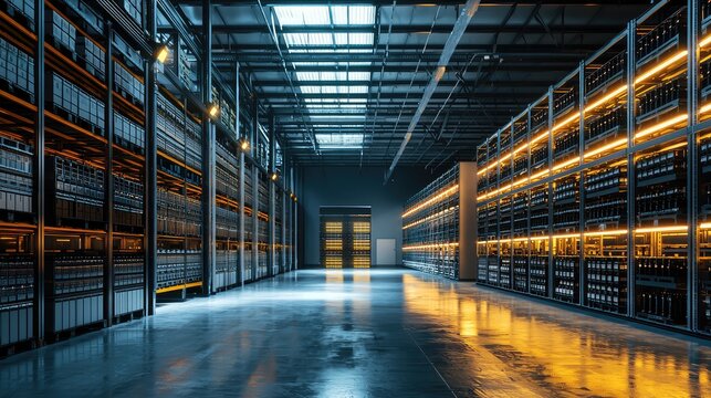 Industrial Warehouse with Massive Battery Storage