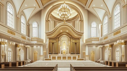 Fototapeta premium Ornate Gold Accented Church Interior Design