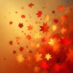 3d Autumn leaves background, a warm-toned background with a gradient from a rich orange to a golden yellow.