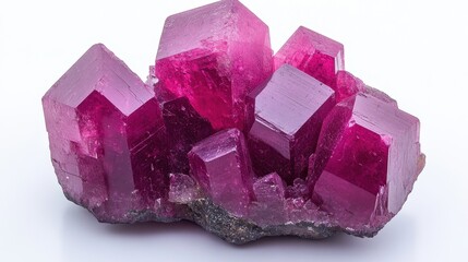 Fototapeta premium A stunning cluster of vibrant pink tourmaline crystals gleaming under bright light, showcasing natural beauty in exquisite detail