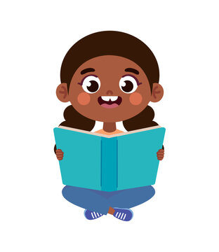 little girl reading book