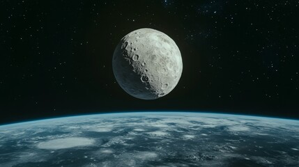 A view of the Moon hovering over Earth, highlighting the beauty of space.