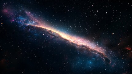A stunning view of a spiral galaxy illuminated by stars and cosmic dust in the vast universe.