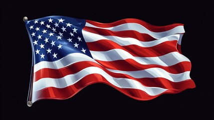 Obraz premium American flag waving in the wind with stars and stripes on a white background