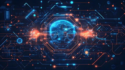 Obraz premium Futuristic Big Data Technology and Data Science Showcasing Complex Information Querying Analyzing and Visualizing