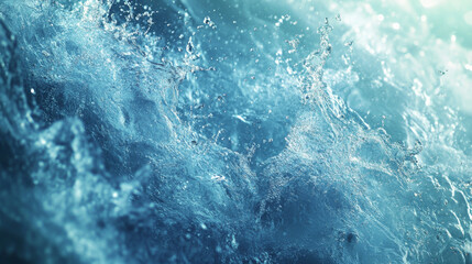 Fototapeta premium Crystal-clear blue water bursts into a splash, capturing the energy and beauty of nature. Ideal for showcasing purity and promoting products related to nature.