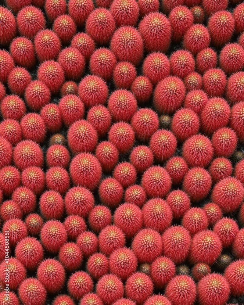 Poster Aerial View of Symmetrical Red Cactus Pattern Highlighting Geometric Precision and Texture