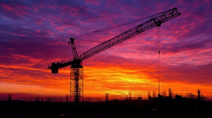 crane in the process of lifting heavy materials at a construction site, with the machinery's cables taut and the load clearly visible.