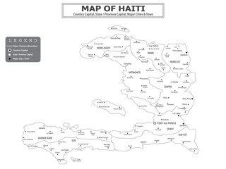 Fototapeta premium American Countries Geography Political map. Political map of country with capital, province or state capital, major cities and town.