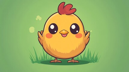Easter chick and egg cartoon illustration with cute yellow chicken isolated on white background