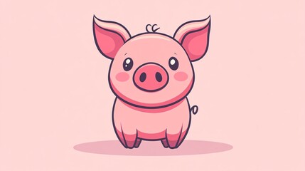 Cartoon piglet character with a happy smile in a cute, fun illustration