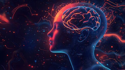 Futuristic Neural Network and Big Data Analytics Visualized in Abstract Digital Interface