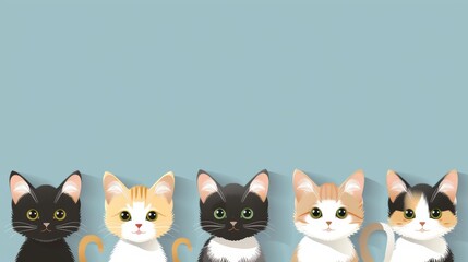 Fototapeta premium Cute Cat Icons in Vector Style for Design Projects