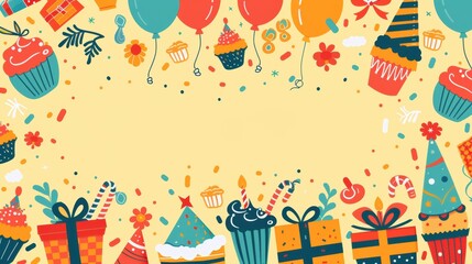Playful Birthday Icons and Decorations Vector Art