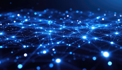 Obraz premium Futuristic Digital Network Grid Illustration Representing Artificial Intelligence Infrastructure, Data Connectivity, and Real-Time Data Flow in a Seamless AI Environment