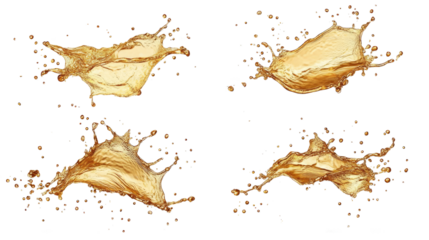 Refined Collection of Luxury Gold Oil Splashes on Clear Generative AI