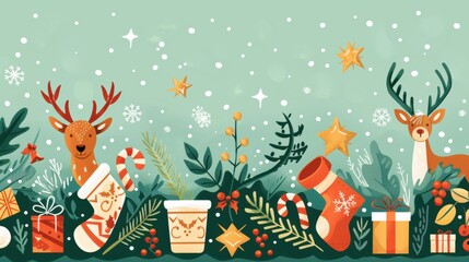 Naklejka premium Charming Christmas Icons and Elements for Holiday Designs