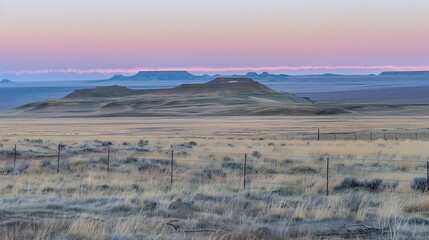 Fototapeta premium Sound waves radiating across a serene landscape, symbolizing the interconnectedness and harmony of natural and auditory elements.