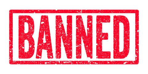 Banned Stamp Transparent Seal, Red Grunge Banned Word Rubber Stamp Seal