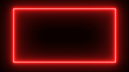Abstract bright neon rectangle border frame on black background. Neon rectangle frame illustration.