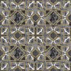 Geometric seamless texture. Stained glass style. Oriental tracery. Art deco pattern. For ceramic tile, wallpaper, linoleum, textile, shirts, linens or web page background. Website design. Stone.