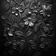 Fototapeta premium Intricate Indian Wood Carving with Floral Design