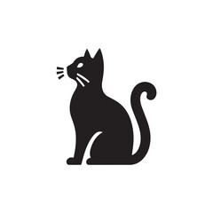 silhouette of a cat on a white background. cat, animal, vector, black, cartoon, pet and illustration