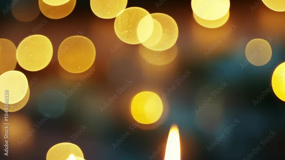 Canvas Prints a single candle flame burns brightly against a backdrop of colorful bokeh lights