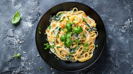 Luscious Creamy Pasta with Vibrant Greens