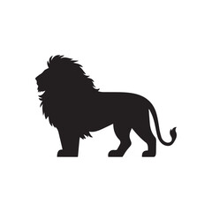Obraz premium lion silhouette vector. illustration, black, lion, wild, isolated and animals