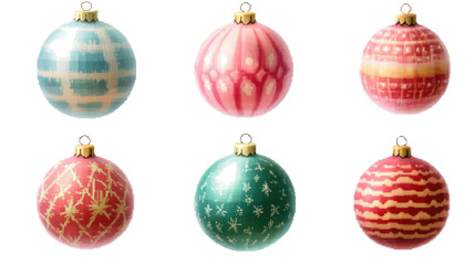 Vintage Christmas Ornaments on Clear Background Generative AI