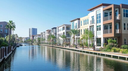 Fototapeta premium Coastal Properties with Clean Lines and Detailed Textures