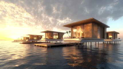 Obraz premium Modern Coastal Properties with Panoramic Views