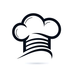 elegant black and white chef's hat illustration for modern branding, hat on white, hat icon, logo design