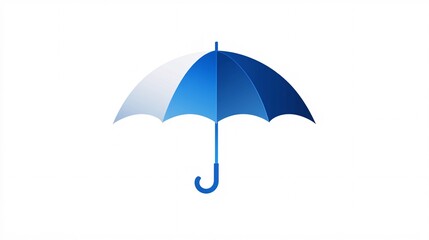 A blue umbrella isolated on a white background, representing protection from rain with colorful drops, perfect for illustrating weather concepts and summer accessories