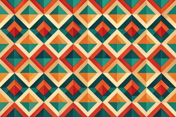 Seamless geometric retro pattern design featured in colorful abstract background